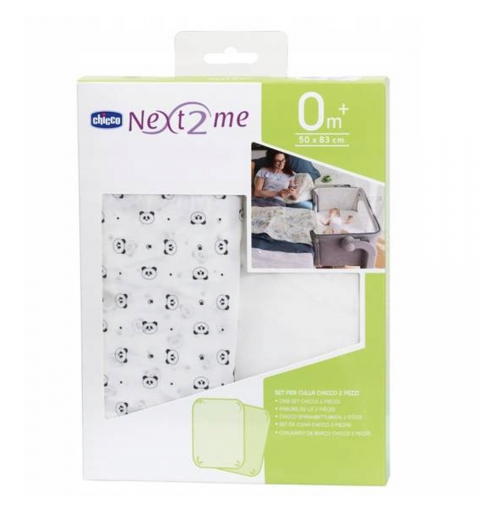 Chicco - prześcieradło 2szt Next2me 50 x 83 cm | Panda